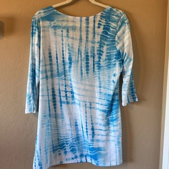 Bleu Clair Women’s Blue & white Print Swim Coverup/Tunic Size Large - Picture 5 of 11